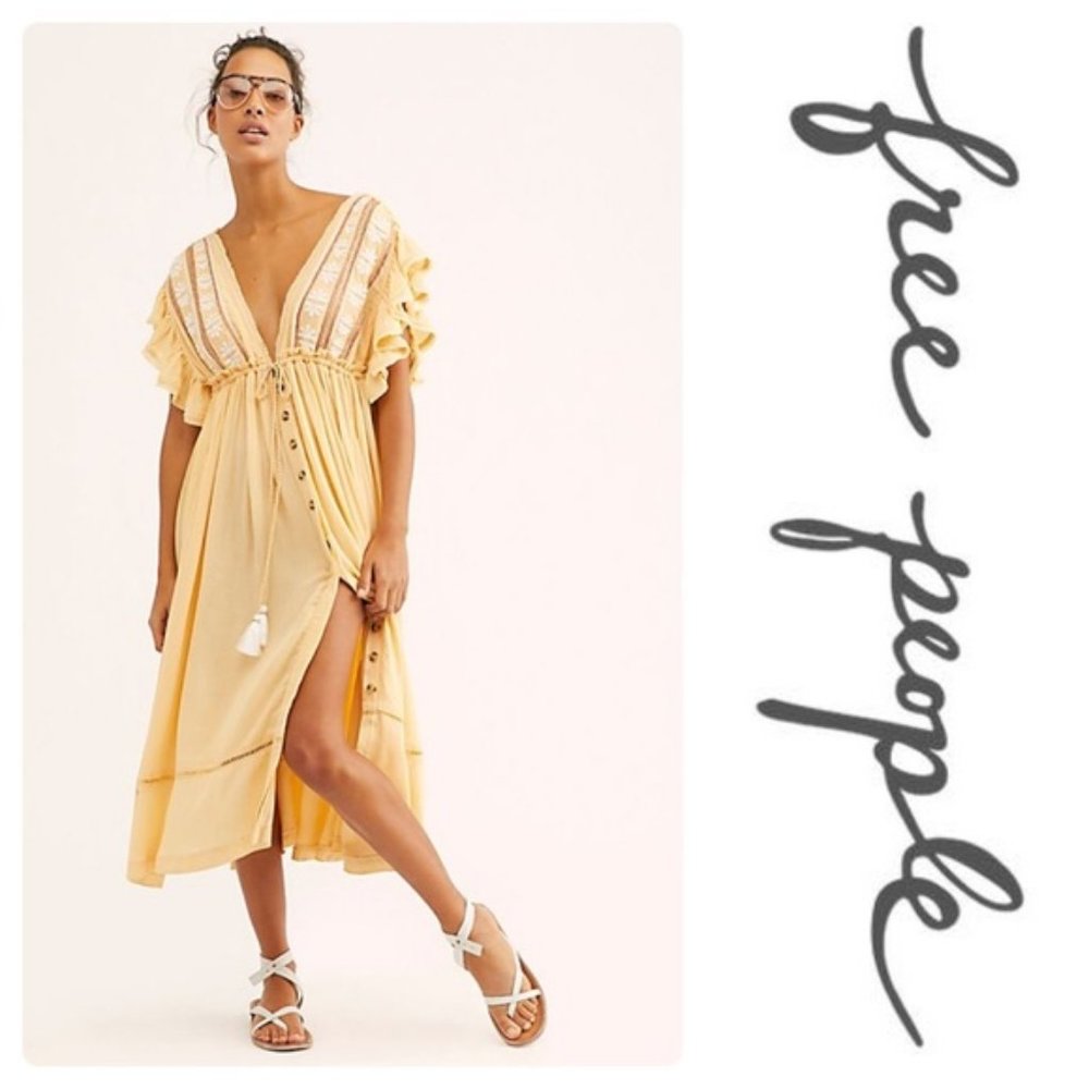 Free People Will Wait For You Cream Boho Dress